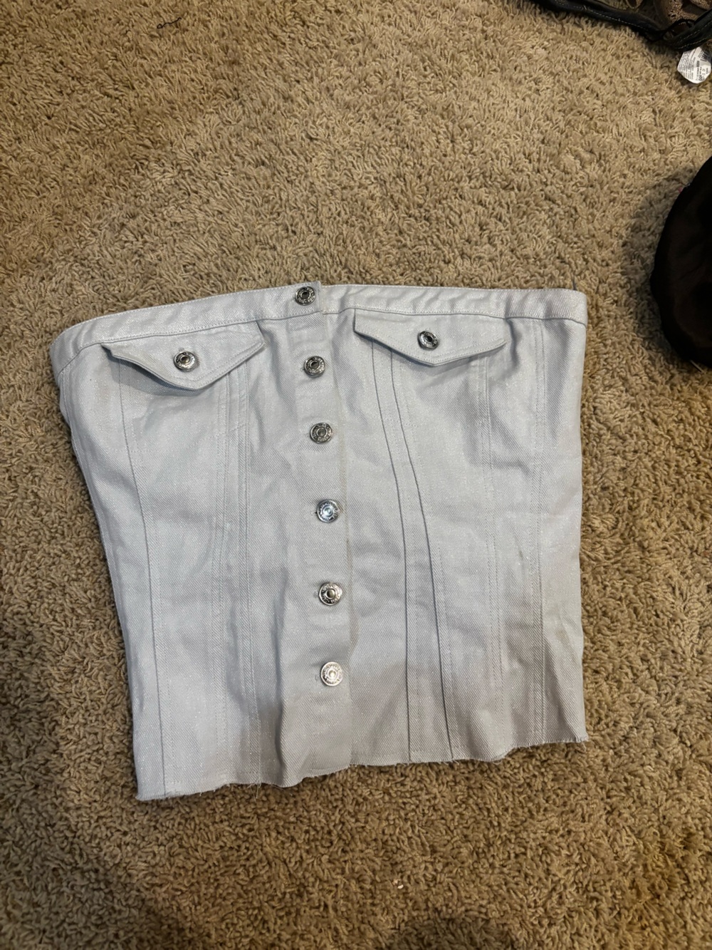 Zara Light Blue Jean Button-Front Corset Skirt